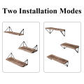 Floating Mounted Set of 3 Rustic Wood Wall Shelves for Living Room